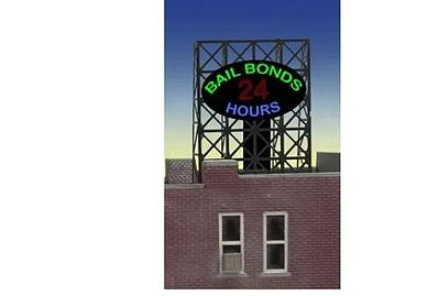 Micro-Structures Bail Bonds Animated Rooftop Billboard Lattice Support N Scale Model Railroad Sign #338880