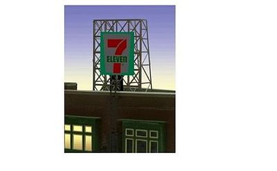 Micro-Structures 7 Eleven Animated Rooftop Billboard Lattice Support N Scale Model Railroad Sign #338910