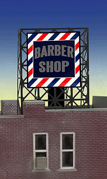 Micro-Structures Barber Shop Animated Rooftop Billboard N Scale Model Railroad Billboard Sign #338930
