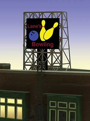 Micro-Structures Bowling Animated Neon Billboard N Scale Model Railroad Sign #338955