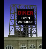 Diner Flashing Neon Rooftop Billboard N Scale Model Railroad Billboard Sign #338965