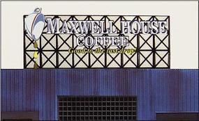 Micro-Structures Maxwell House Coffee Animated Neon Billboard HO Scale Model Railroad Sign #4181 Micro-Structures Maxwell House Coffee Animated Neon Billboard HO Scale Model Railroad Sign #4181