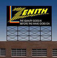 Zenith Animated Neon Rooftop Billboard HO Scale Model Railroad Sign #440452