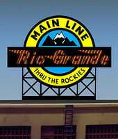 Denver & Rio Grande Western Animated Neon Billboard HO Scale Model Railroad Sign #440602