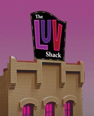 Micro-Structures The LUV Shack Animated Neon Billboard Kit HO Scale Model Railroad Sign #4481