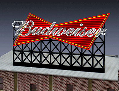 Micro-Structures Budweiser Beer Animated Neon Small Billboard N Scale Model Railroad Billboard Sign #4982