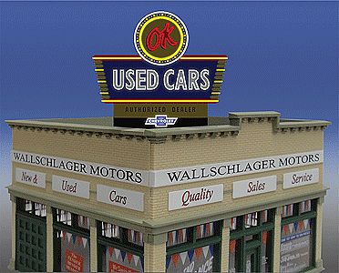 Micro-Structures OK Used Cars Animated Neon Billboard N Scale Model Railroad Bi #5482