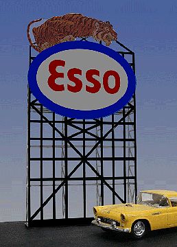 Micro-Structures Esso Animated Neon Large Billboard HO Scale Model Railroad Sign #6071