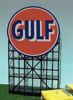 Micro-Structures Gulf Gasoline Animated Neon Billboard Kit HO Scale Model Railroad Sign #6081 Micro-Structures Gulf Gasoline Animated Neon Billboard Kit HO Scale Model Railroad Sign #6081
