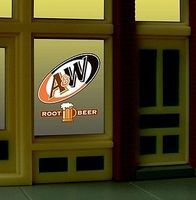 A&W Rood Beer Animated Neon Window Sign HO Scale Model Railroad Sign #6666
