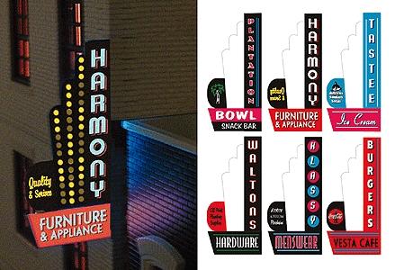 Micro-Structures Downtown Series #2 Animated Vertical Neon Left Mount Sign Model Railroad Lighting Kit #67811