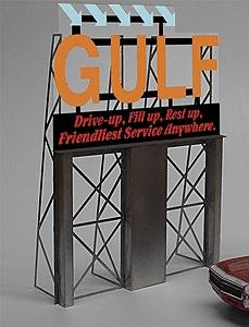 Micro-Structures Gulf Animated Neon Billboard Kit Model Railroad Billboard Kit #8181