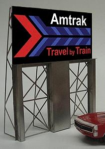 Micro-Structures Amtrak Travel Train Animated Neon Billboard Model Railroad Billboard Kit #8281