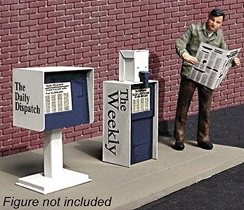 Micro-Structures Newspaper Stands City Details Kit (2) HO Scale Model Railroad Accessory #871410