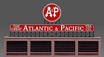 Micro-Structures Atlantic & Pacific Tea Animated Neon Billboard HO Scale Model Railroad Sign #880151