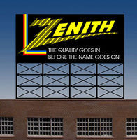 Zenith Animated Neon Rooftop Billboard HO Scale Model Railroad Sign #880451
