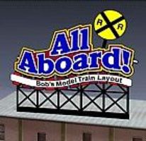 Micro-Structures ALL ABOARD Animated Billboard HO Scale Model Railroad Sign #881851 Micro-Structures ALL ABOARD Animated Billboard HO Scale Model Railroad Sign #881851
