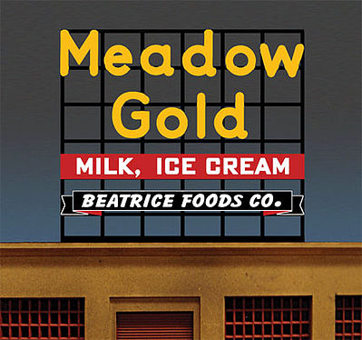 Micro-Structures Meadow Gold Large Animated Billboard HO Scale Model Railroad Sign #881951