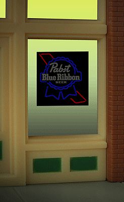 Micro-Structures Pabst Beer Flashing Neon Window Sign HO Scale Model Railroad Building Accessory #8825
