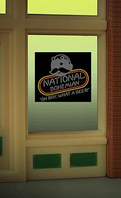 Micro-Structures National Bohemian Beer Flashing Neon Window Sign HO Scale Model Railroad Sign #8845