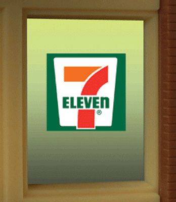Micro-Structures 7-Eleven Flashing Neon Window Sign HO Scale Model Railroad Sign #8910