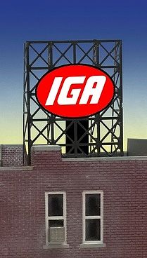 Micro-Structures IGA Flashing Neon Window Sign HO Scale Model Railroad Sign #8915