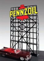 Micro-Structures Pennzoil Animated Neon Billboard HO Scale Model Railroad Sign #9061 Micro-Structures Pennzoil Animated Neon Billboard HO Scale Model Railroad Sign #9061