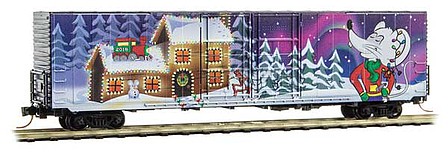 Micro-Trains 60 Excess-Height Double-Door Boxcar - Ready to Run 2018 Micro Mouse Christmas Car (purple, white, gray) - N-Scale
