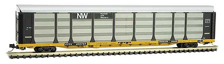 Micro-Trains 89 Tri-Level Enclosed Auto Rack - Ready to Run Norfolk & Western ETTX 800795 (black, silver, TTX yellow) - N-Scale