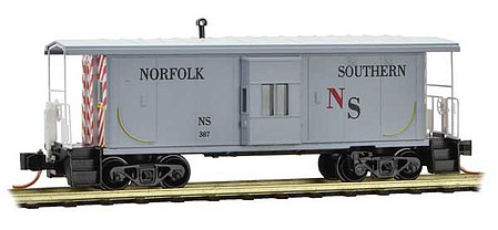 Micro-Trains Steel Bay Window Caboose - Ready to Run Original Norfolk Southern 387 (gray, red, black) - N-Scale