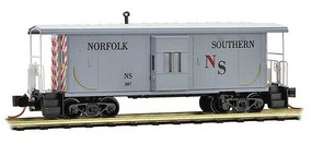 Steel Bay Window Caboose - Ready to Run Original Norfolk Southern 387 (gray, red, black) - N-Scale