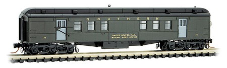 Micro-Trains Pullman Heavyweight 60 Railroad Post Office - Ready to Run Southern Railway 35 (Pullman Green, black) - N-Scale