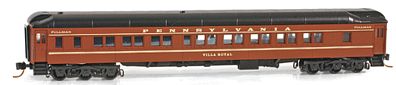 Micro-Trains Pullman Heavyweight 10-1-2 Sleeper - Ready to Run Pennsylvania Railroad Villa Royal (Tuscan, black, Buff Lettering) - N-Scale