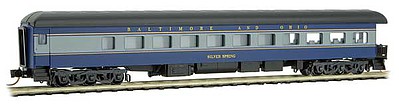 Micro-Trains Heavyweight Smooth-Side Business Car Observation w/Balloon Roof - Ready to Run Baltimore & Ohio Silver Spring (blue, gray, black) - N-Scale