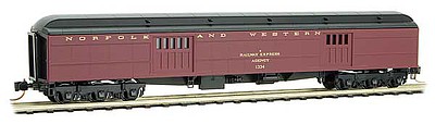 Micro-Trains Pullman Heavyweight 70 Baggage Car - Ready to Run Norfolk & Western 1334 (maroon, black) - N-Scale