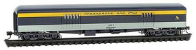 Micro-Trains Pullman Heavyweight 70' Baggage Car Ready to Run Chesapeake & Ohio 307 (blue, gray, yellow) N-Scale