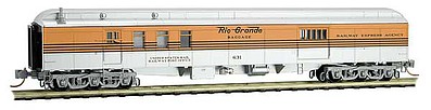 Micro-Trains 70 Heavyweight Baggage-Mail - Ready to Run Denver & Rio Grande Western 631 (4-Stripe, silver, Aspen Gold, black) - N-Scale