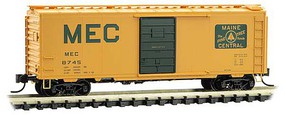 Micro-Trains 40' Single-Door Boxcar Ready to Run Maine Central 8745 (Harvest Yellow, green, Large MEC, Pine Tree Route Logo) N-Scale Micro-Trains 40' Single-Door Boxcar Ready to Run Maine Central 8745 (Harvest Yellow, green, Large MEC, Pine Tree Route Logo) N-Scale