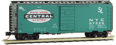 Micro-Trains 40 Single-Door Boxcar - Ready to Run New York Central 87228 (Jade Green, black, white, red, Large Logo) - N-Scale