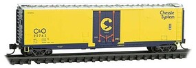 Micro-Trains 50' Plug-Door Boxcar Ready to Run Chessie System C&O #22763 (Experimental Scheme, yellow, blue) N-Scale