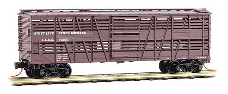 Micro-Trains 40 Despatch Stock Car - Ready to Run Swift Live Stock Express 72221 (Boxcar Red) - N-Scale