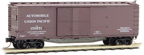 Micro-Trains 40' Double-Sheathed 1-1/2-Door Wood Boxcar, Vertical Brake Wheel Ready to Ru Union Pacific 170571 (Boxcar Red, Auto Service) N-Scale Micro-Trains 40' Double-Sheathed 1-1/2-Door Wood Boxcar, Vertical Brake Wheel Ready to Ru Union Pacific 170571 (Boxcar Red, Auto Service) N-Scale