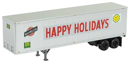 Micro-Trains 40 Semi Trailer - Assembled Chicago & North Western #202421 (white, red, Happy Holidays Lettering) - N-Scale