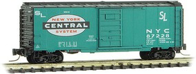 Micro-Trains 40' Single-Door Boxcar Ready to Run New York Central 87228 (Jade Green, black, white, red, Large Logo) Z-Scale Micro-Trains 40' Single-Door Boxcar Ready to Run New York Central 87228 (Jade Green, black, white, red, Large Logo) Z-Scale