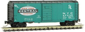 Micro-Trains 40' Single-Door Boxcar Ready to Run New York Central 87230 (Jade Green, black, white, red, Large Logo) Z-Scale Micro-Trains 40' Single-Door Boxcar Ready to Run New York Central 87230 (Jade Green, black, white, red, Large Logo) Z-Scale