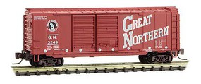 Micro-Trains 40' Double-Door Boxcar Ready to Run Great Northern 3249 (red, white, Billboard Lettering, Circus Car 10) Z-Scale