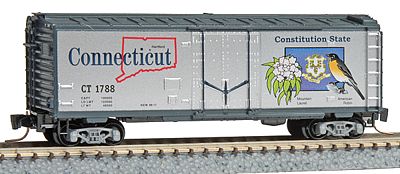 Micro-Trains 40 Plug-Door Boxcar 50-State Car Connecticut #1788 Z Scale Model Train Freight Car #50200538