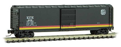 Micro-Trains 50 Single-Door Boxcar - Ready to Run Kansas City Southern #402 (Express Scheme, black, yellow, red) - Z-Scale