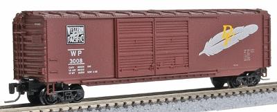 Micro-Trains Pullman-Standard 50 Double-Door Boxcar Western Pacific #3008 (Western Pacific Brown w/Feather) - Z-Scale