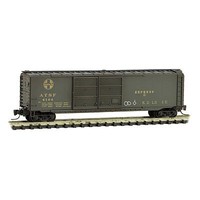 Micro-Trains 50' Double-Door Express Boxcar Ready to Run Santa Fe #4166 (Weathered, Pullman Green, Hobo Graffiti) Z-Scale Micro-Trains 50' Double-Door Express Boxcar Ready to Run Santa Fe #4166 (Weathered, Pullman Green, Hobo Graffiti) Z-Scale